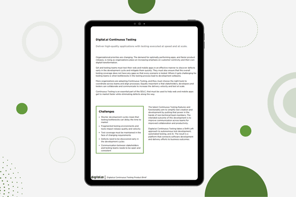 Continuous Testing TELECHARGEZ LA FICHE PRODUIT